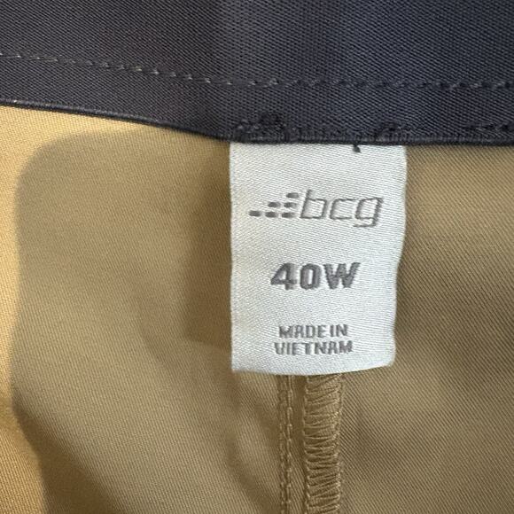 BCG Athletic Golf Shorts Men 40W Tan Khaki 9” Inseam Performance Fabric Casual - Picture 2 of 11